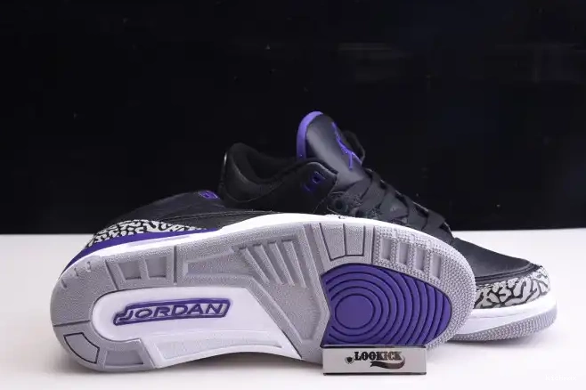 Cheap Air 3 Retro Black Court Jordan Purple CT8532-050 0510
